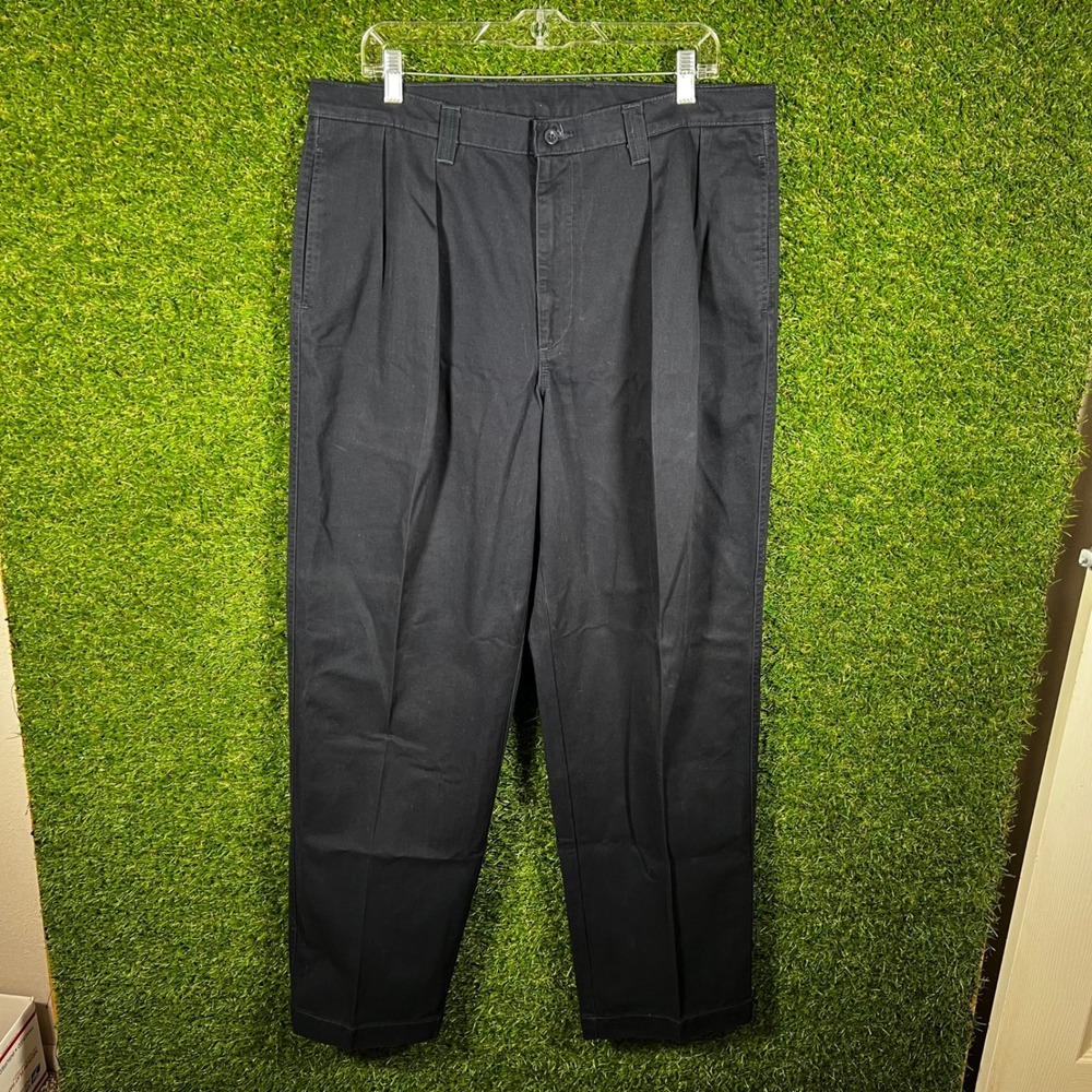Polo Jeans Co Ralph Lauren Mens 36x32 Navy Blue Pleated Cotton Chino Pants